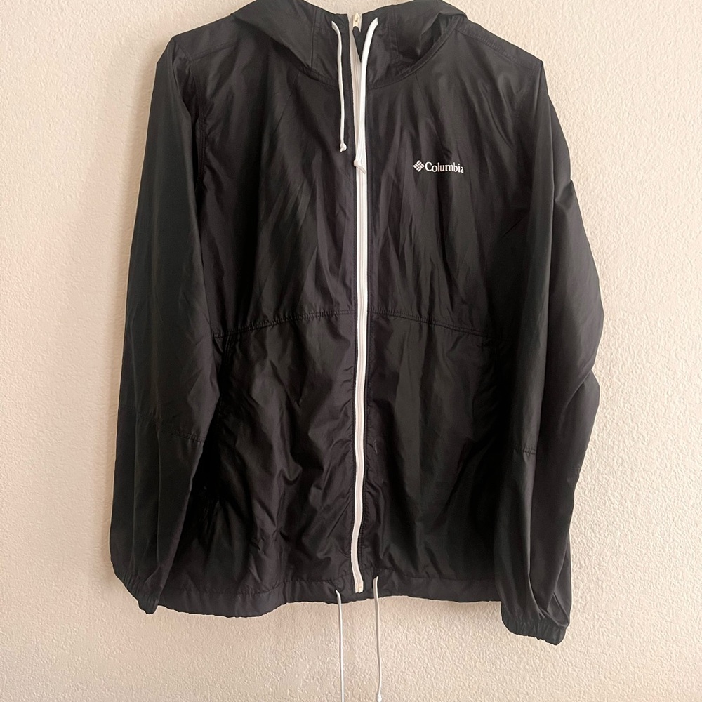 Columbia Black Windbreaker Jacket Lightweight Casual